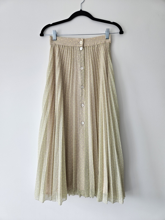 Wilfred Dresses & Skirts - Wilfred Yellow And Champagne Pink Pleated Button-Front Midi Skirt